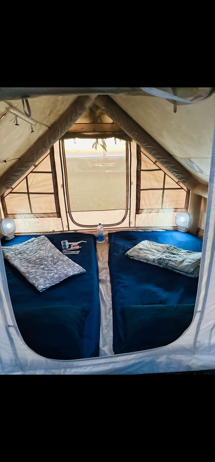 Luxury Cabin Glamping Tent Interior Sunset
